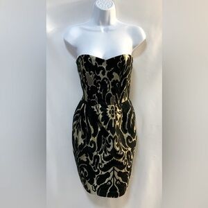 H&M Women’s Black and Gold Metallic Strapless Dress